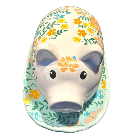 Old East Main Co Pioneer Inspired Floral Pig Butter Dish Farmhouse Cottagecore - Picture 1 of 13